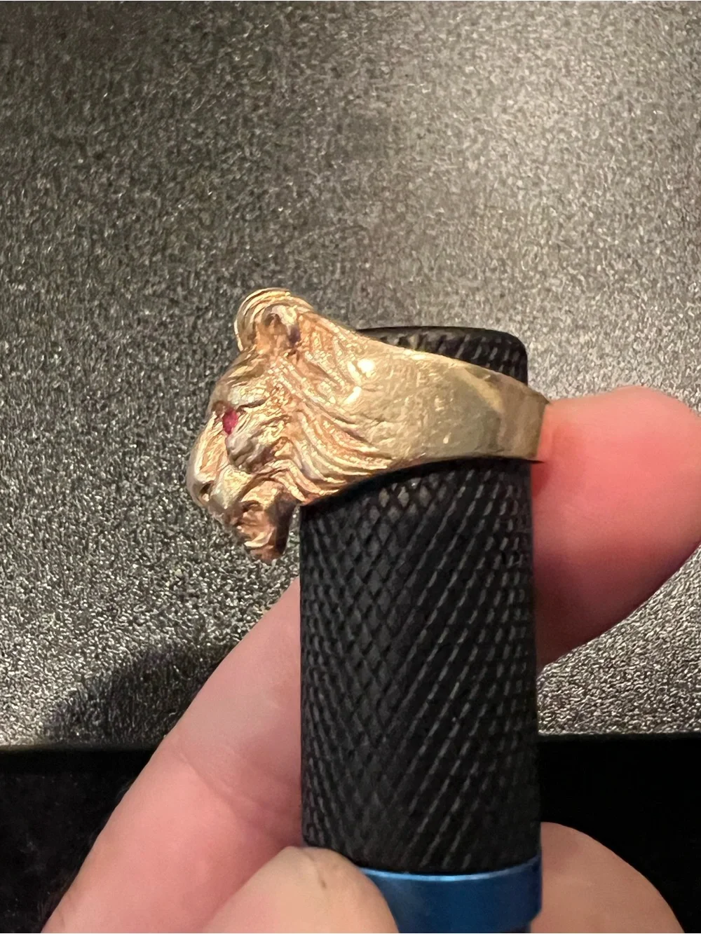 Beautiful Vintage 14K Gold Lion Ring Rubies/Diamond  12.54 grams  Size 7.5